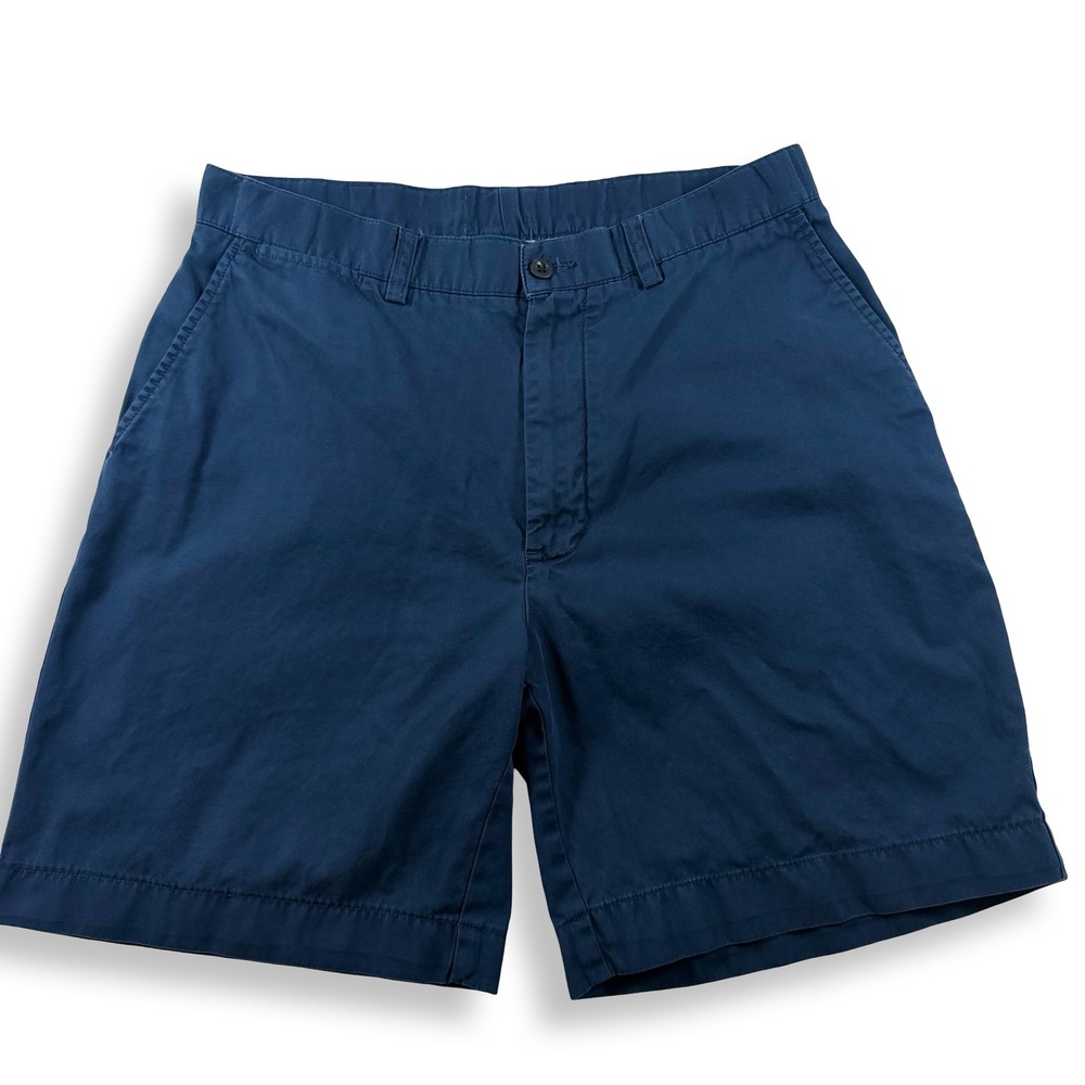 90s Polo Ralph Lauren Mens Navy Blue Cotton Chino Shorts Size 34 Elastic Back